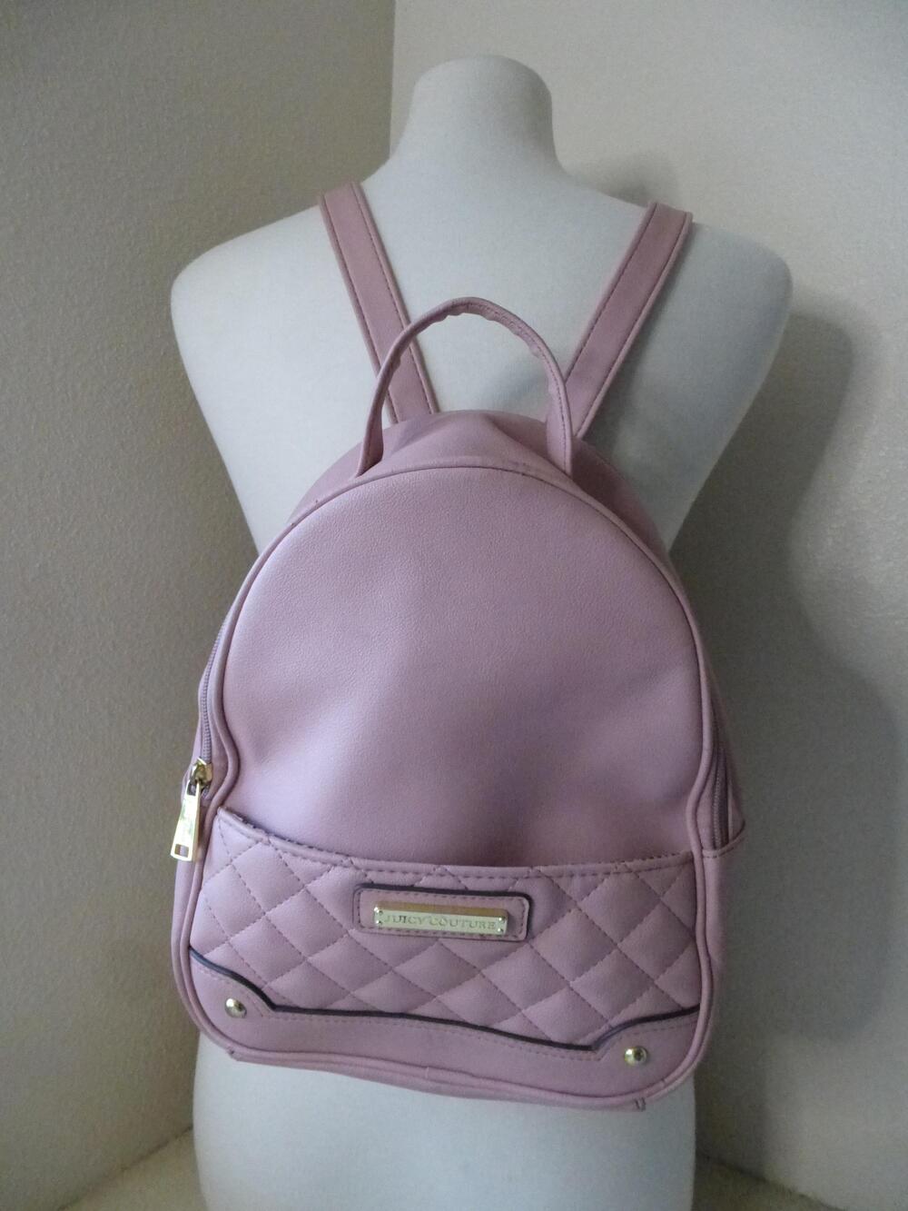 Juicy Couture Backpack Womens Pink Quilted Mini Bag PVC Adjustable Straps Purse